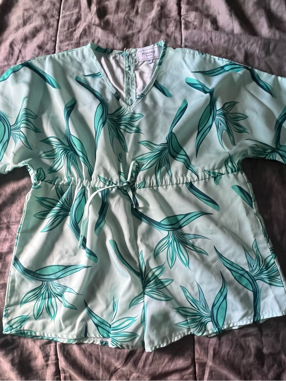 Pohaku Hawai’i Girls' Mint Green Floral Romper Size M (6-8)